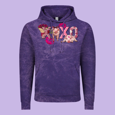 Valentine's Day Pig Xoxo Vintage Hoodie Designed By Fadigitalartstudio
