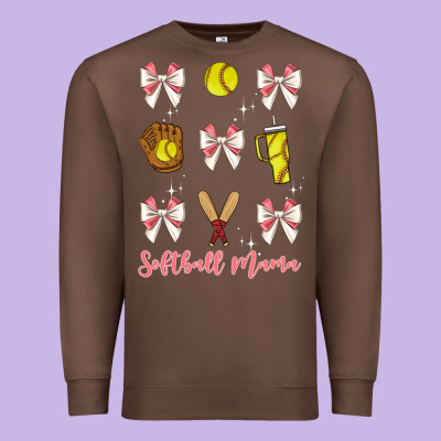 Softball Coquette Bow Premium Sweatshirt Designed By Jahusdesignshop