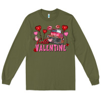 Army Green hello valentine valentine's day truck Long Sleeve Tee - FaDigitalArtStudio