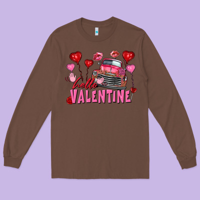 Hello Valentine Valentine's Day Truck Long Sleeve Tee Designed By Fadigitalartstudio
