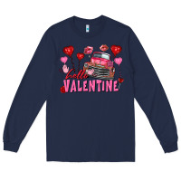 Navy hello valentine valentine's day truck Long Sleeve Tee - FaDigitalArtStudio