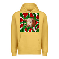 Antique Gold christmas hereford cow face Premium Hoodie - LillyAllenDesigns