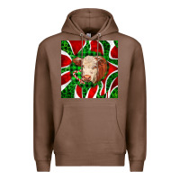 Chestnut christmas hereford cow face Premium Hoodie - LillyAllenDesigns