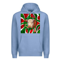 Colony Blue christmas hereford cow face Premium Hoodie - LillyAllenDesigns