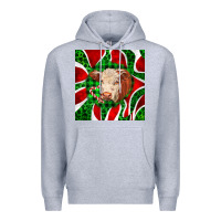 Heather Grey christmas hereford cow face Premium Hoodie - LillyAllenDesigns