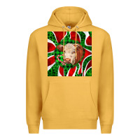Mustard christmas hereford cow face Premium Hoodie - LillyAllenDesigns