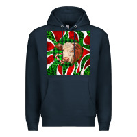 Navy christmas hereford cow face Premium Hoodie - LillyAllenDesigns