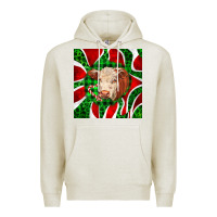 Oatmeal Heather christmas hereford cow face Premium Hoodie - LillyAllenDesigns