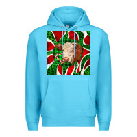 Ocean Blue christmas hereford cow face Premium Hoodie - LillyAllenDesigns