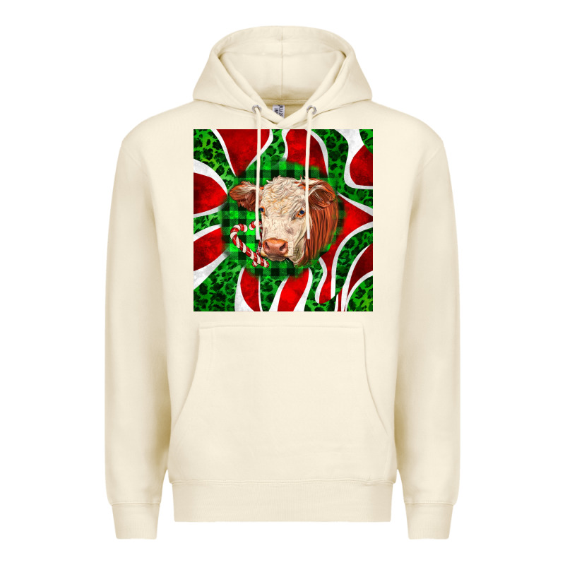 Christmas Hereford Cow Face Premium Hoodie by LillyAllenDesigns | Teevron