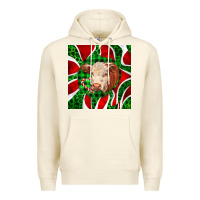 Sandshell christmas hereford cow face Premium Hoodie - LillyAllenDesigns