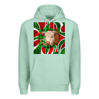 Seafoam christmas hereford cow face Premium Hoodie - LillyAllenDesigns