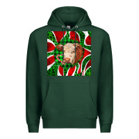 Sports Green christmas hereford cow face Premium Hoodie - LillyAllenDesigns