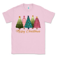 Bubblegum Pink merry christmas trees Classic Tee - CowGirlArtShop