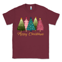 Burgundy merry christmas trees Classic Tee - CowGirlArtShop