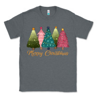 Charcoal Heather merry christmas trees Classic Tee - CowGirlArtShop