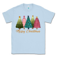 Dusty Blue merry christmas trees Classic Tee - CowGirlArtShop