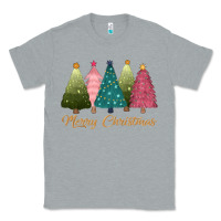 Heather Grey merry christmas trees Classic Tee - CowGirlArtShop