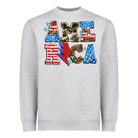 Heather Grey america with heart Heavyweight Sweatshirt - AdoDesignShop