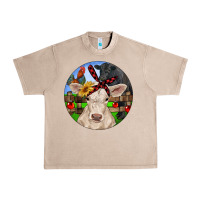 French Oak Christmas Charolais Calf Black Angus Bull And Roos Urban Heavy Tee - RanaPortraitStore