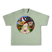 Oil Green Christmas Charolais Calf Black Angus Bull And Roos Urban Heavy Tee - RanaPortraitStore