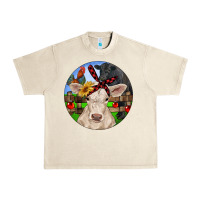 Sandshell Christmas Charolais Calf Black Angus Bull And Roos Urban Heavy Tee - RanaPortraitStore