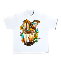 White Simmental Cow Bobba Cup Urban Heavy Tee - FaDigitalArtStudio