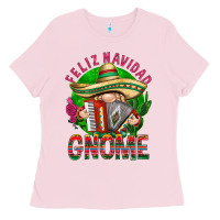 Bubblegum Pink Feliz Navidad gnome Mexico Ladies Tee - HowdyJamesFarm