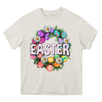 Cream Easter with eggs and daisy Easter Day Heavy Core Tee - HowdyJamesFarm