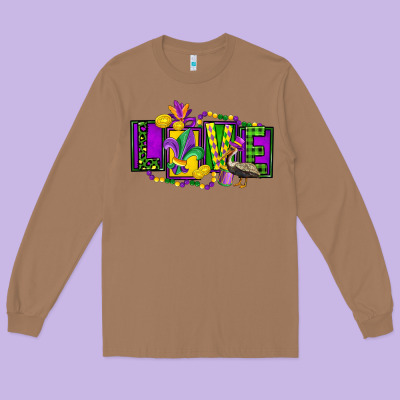 Mardi Gras Love Long Sleeve Tee Designed By Fadigitalartstudio