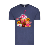 Vintage Denim Valentines Day Frappe Coffee Vintage Tee - FaDigitalArtStudio