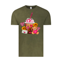 Vintage Olive Valentines Day Frappe Coffee Vintage Tee - FaDigitalArtStudio