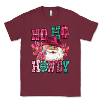 Burgundy ho ho howdy santa pink christmas Classic Tee - CowGirlArtShop