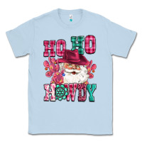 Dusty Blue ho ho howdy santa pink christmas Classic Tee - CowGirlArtShop