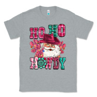 Heather Grey ho ho howdy santa pink christmas Classic Tee - CowGirlArtShop
