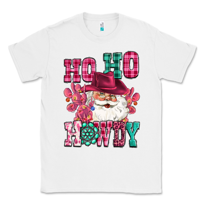 Ho Ho Howdy Santa Pink Christmas Classic Tee by CowGirlArtShop | Teevron