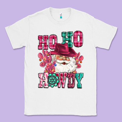 Ho Ho Howdy Santa Pink Christmas Classic Tee Designed By Cowgirlartshop