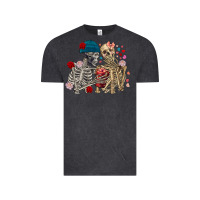 Vintage Black Skeleton couple Valentine's Day Vintage Tee - FaDigitalArtStudio