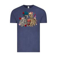 Vintage Denim Skeleton couple Valentine's Day Vintage Tee - FaDigitalArtStudio