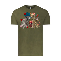 Vintage Olive Skeleton couple Valentine's Day Vintage Tee - FaDigitalArtStudio