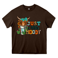 Chocolate Brown just a little moody coffee cup long haired cow Heavy Core Tee - Jasminsmagicworld