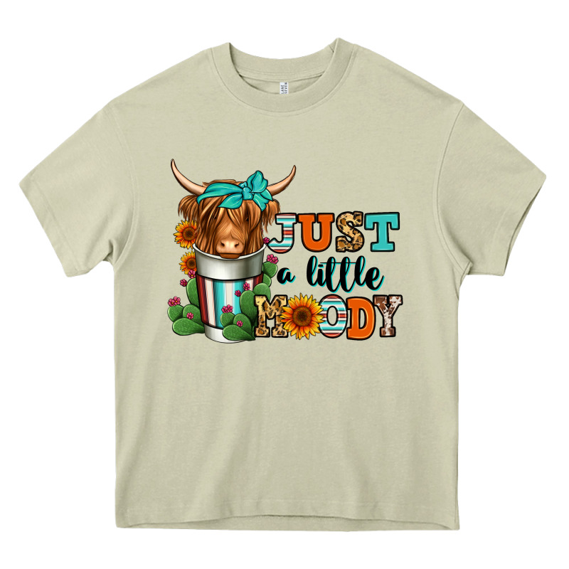 Just A Little Moody Coffee Cup Long Haired Cow Heavy Core Tee by Jasminsmagicworld | Teevron