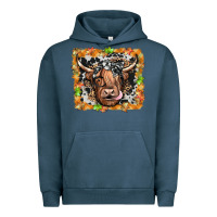 Pigment Midnight Navy highland cow Urban Hoodie - JahusDesignShop