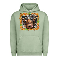 Pigment Oil Green highland cow Urban Hoodie - JahusDesignShop