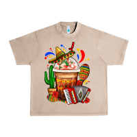 French Oak Mexican Frappe With Cactus Sombrero And Maracas Urban Heavy Tee - FaDigitalArtStudio