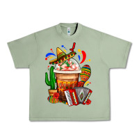 Oil Green Mexican Frappe With Cactus Sombrero And Maracas Urban Heavy Tee - FaDigitalArtStudio