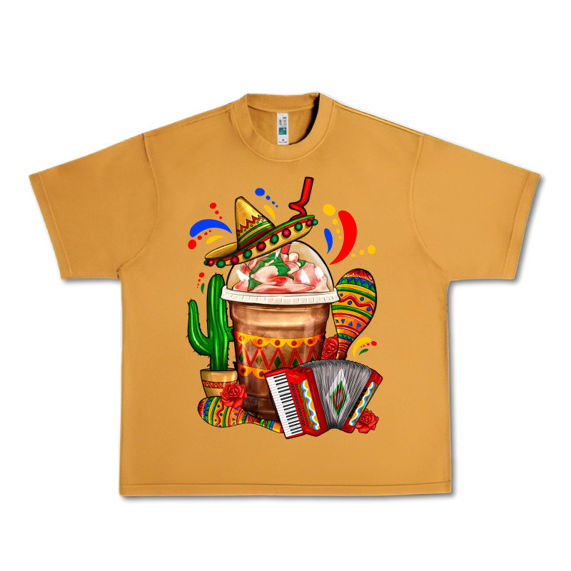 Mexican Frappe With Cactus Sombrero And Maracas Urban Heavy Tee by FaDigitalArtStudio | Teevron