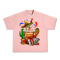 Salmon Mexican Frappe With Cactus Sombrero And Maracas Urban Heavy Tee - FaDigitalArtStudio