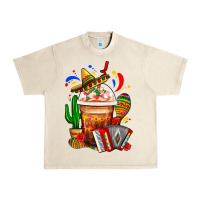 Sandshell Mexican Frappe With Cactus Sombrero And Maracas Urban Heavy Tee - FaDigitalArtStudio