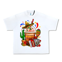 White Mexican Frappe With Cactus Sombrero And Maracas Urban Heavy Tee - FaDigitalArtStudio